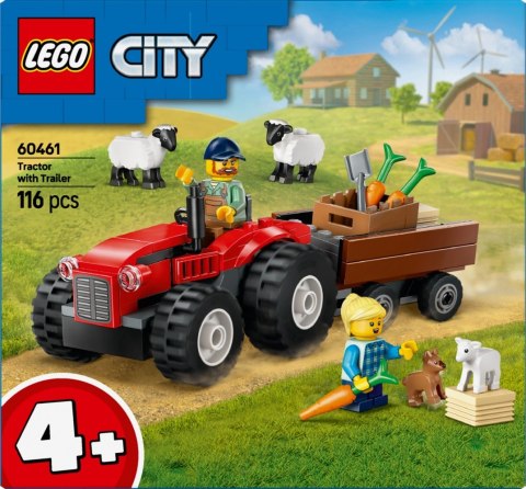 Klocki City 60461 Czerwony traktor z przyczepą i owcą LEGO