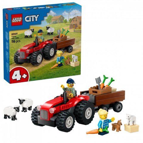 Klocki City 60461 Czerwony traktor z przyczepą i owcą LEGO