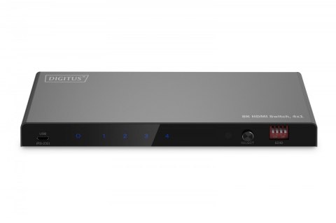 Przełącznik / Switch HDMI 4x1, 8K/60Hz (4:4:4) z HDR, 48 Gbps, HDCP 2.3, Toslink / Stereo, EDID Digitus