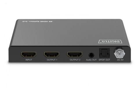 Rozdzielacz/Splitter HDMI 1x2, 8K/60Hz (4:4:4) z HDR, 48 Gbps, HDCP 2.3. Toslink / Stereo , EDID