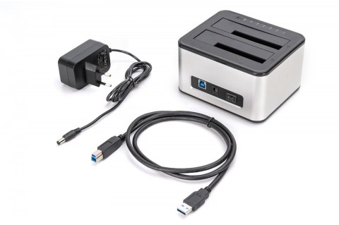 Stacja dokująca USB 3.0 Super Speed do 2x SSD/HDD 2.5/3.5" SATA III max.2x20TB z funkcją klonowania Digitus