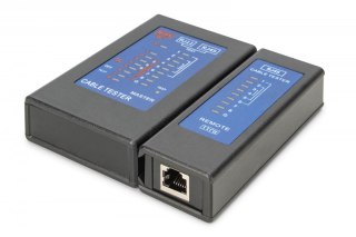Tester kabli sieciowych i komunikacyjnych LED, kat.5e-kat.6A, (RJ45, RJ12, RJ11), Auto-Scan z PoE Digitus