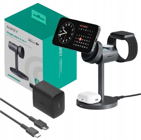 LC-MC311 3w1 Qi2 15W ładowarka bezprzewodowa MagSafe + ładowarka PD 30W AUKEY