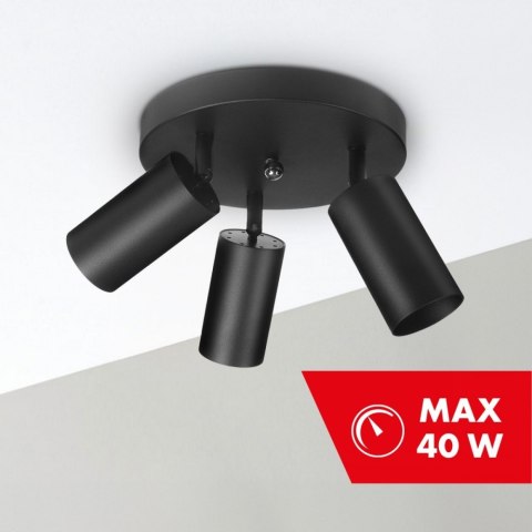 Lampa sufitowa punktowa, GU10, MCE362 B aluminiowa Czarna Maclean