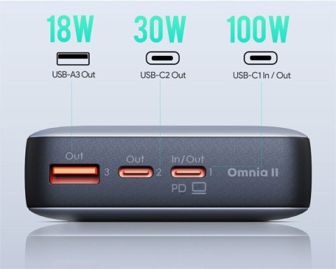 PB-Y43 Power Bank 20000mAh 65W 3xUSB PD 3.0 QC 3.0 LED PPS AUKEY