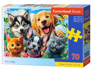 Puzzle 70 elementów Pieski kotki Pets Selfie Castor