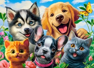Puzzle 70 elementów Pieski kotki Pets Selfie Castor