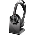 Zestaw słuchawkowy Voyager Focus 2 certyfikatem Microsoft Teams USB-C-C z podstawką ładującą, przejściówka USB-C/A 9T9J6AA POLY