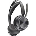 Zestaw słuchawkowy Voyager Focus 2 certyfikatem Microsoft Teams USB-C-C z podstawką ładującą, przejściówka USB-C/A 9T9J6AA POLY