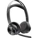Zestaw słuchawkowy Voyager Focus 2 certyfikatem Microsoft Teams USB-C-C z podstawką ładującą, przejściówka USB-C/A 9T9J6AA POLY