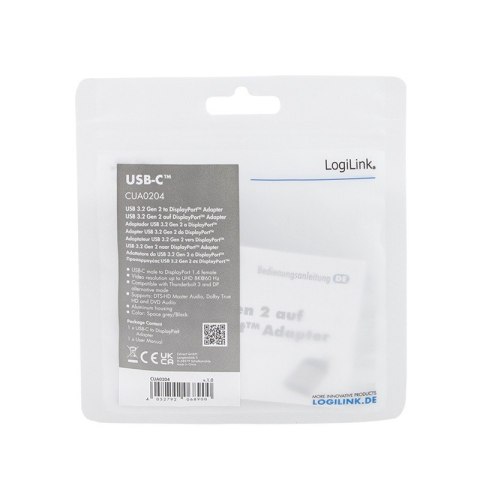 Adapter USB Type-C, do DP/F, 8K LogiLink Adapter USB Type-C, do DP/F, 8K LogiLink