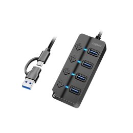 HUB 4xUSB-A, Gen1, 4x ON/OFF, czarny LogiLink