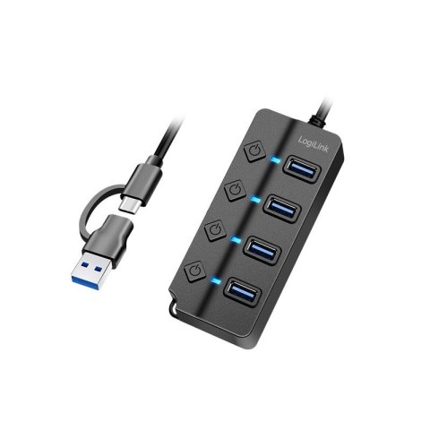 HUB 4xUSB-A, Gen1, 4x ON/OFF, czarny LogiLink HUB 4xUSB-A, Gen1, 4x ON/OFF, czarny LogiLink
