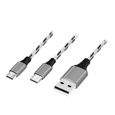 Kabel USB2.0 A/M do micro USB + USB-C, 1.2m LogiLink Kabel USB2.0 A/M do micro USB + USB-C, 1.2m LogiLink