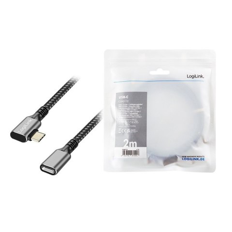 Kabel USB3.2 Gen1 TypeC do USB-C/F, PD, 2m LogiLink Kabel USB3.2 Gen1 TypeC do USB-C/F, PD, 2m LogiLink