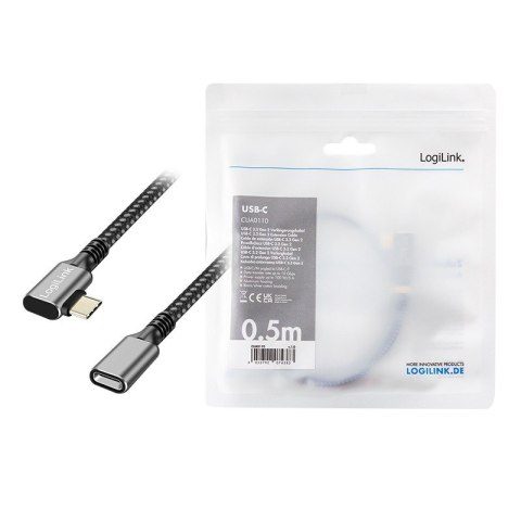 Kabel USB3.2 gen2 TypeC do USB-C/F, PD, 0.5m LogiLink Kabel USB3.2 gen2 TypeC do USB-C/F, PD, 0.5m LogiLink
