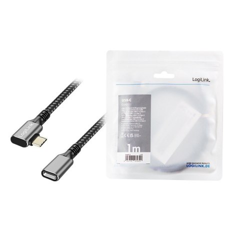 Kabel USB3.2 gen2 TypeC do USB-C/F, PD, 1m LogiLink Kabel USB3.2 gen2 TypeC do USB-C/F, PD, 1m LogiLink