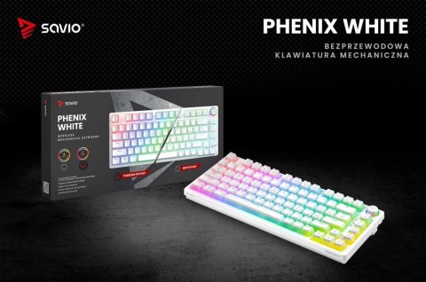 Klawiatura mechaniczna bezprzewodowa PHENIX WHITE Gateron Red Pro, Pudding Savio