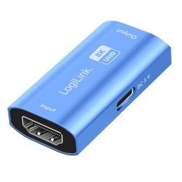 Repeater HDMI, 8K/60HZ, HDCP2.3, Alu, niebieski LogiLink
