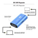 Repeater HDMI, 8K/60HZ, HDCP2.3, Alu, niebieski LogiLink