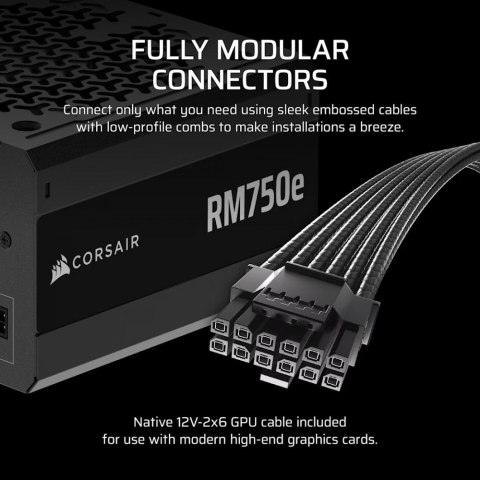 Zasilacz RM750e PCIe 5.1 80+GOLD F.MODULAR ATX3.1 Corsair Zasilacz RM750e PCIe 5.1 80+GOLD F.MODULAR ATX3.1 Corsair
