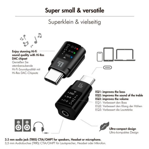 Adapter audio USB-C/M na 3.5mm/F, DAC, EQ LogiLink