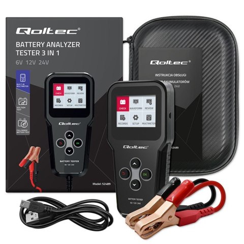 Cyfrowy tester akumulatora 3w1 z LCD | 6V | 12V | 24V | 30Ah- 200Ah Qoltec