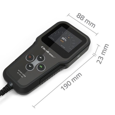 Cyfrowy tester akumulatora 3w1 z LCD | 6V | 12V | 24V | 30Ah- 200Ah Qoltec
