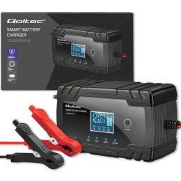 Inteligentna mikroprocesorowa ładowarka 12V 8A | 24V 4A |Prostownik z funkcją naprawy do akumulatora AGM GEL | LCD Qoltec