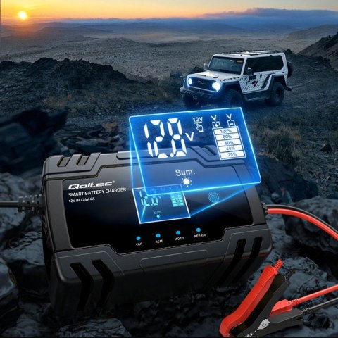 Inteligentna mikroprocesorowa ładowarka 12V 8A | 24V 4A |Prostownik z funkcją naprawy do akumulatora AGM GEL | LCD Qoltec Inteligentna mikroprocesorowa ładowarka 12V 8A | 24V 4A |Prostownik z funkcją naprawy do akumulatora AGM GEL | LCD Qoltec