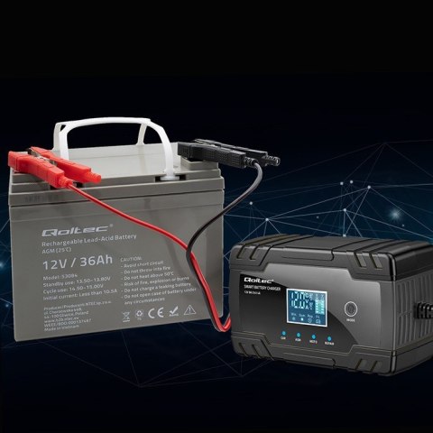Inteligentna mikroprocesorowa ładowarka 12V 8A | 24V 4A |Prostownik z funkcją naprawy do akumulatora AGM GEL | LCD Qoltec Inteligentna mikroprocesorowa ładowarka 12V 8A | 24V 4A |Prostownik z funkcją naprawy do akumulatora AGM GEL | LCD Qoltec
