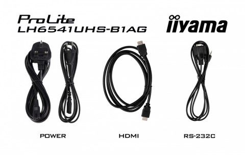 Monitor 65 cali LH6541UHS-B1AG VA,4K,24/7,LAN,USB,HDMI,500cd/m2, Haze(25%),2x10W,Pion/Poziom IIYAMA
