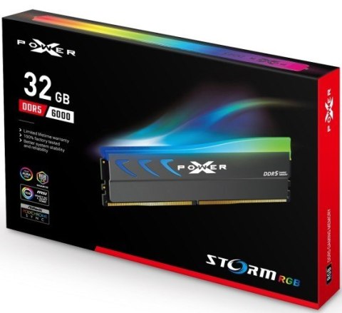Pamięć DDR5 XPOWER Storm RGB 32GB/6000 1*32GB CL38 szara Silicon Power Pamięć DDR5 XPOWER Storm RGB 32GB/6000 1*32GB CL38 szara Silicon Power