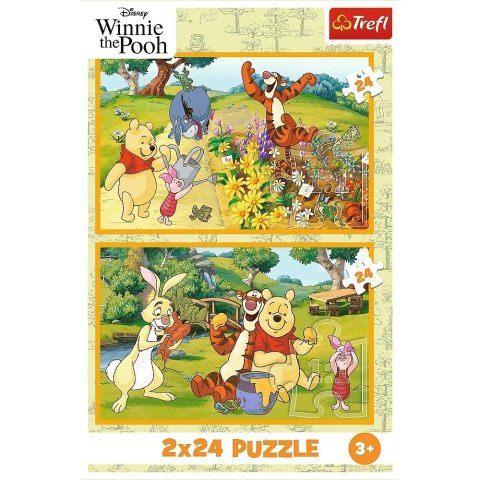Puzzle 2x24 elementy Kubuś Puchatek Dzień w ogrodzie Trefl