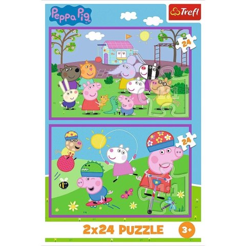 Puzzle 2x24 elementy Świnka Peppa na placu zabaw Trefl