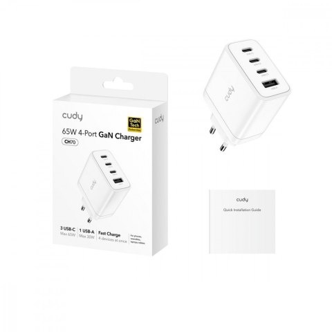 Ładowarka CH70_EU 65 W z 4 portami Cudy Ładowarka CH70_EU 65 W z 4 portami Cudy