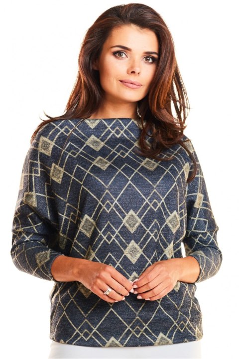 Bluzka Model M187 Navy/Yellow Romby - Infinite You Bluzka Model M187 Navy/Yellow Romby - Infinite You
