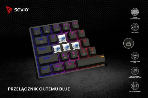 Klawiatura mechaniczna BLACKOUT X2 OUTEMU Blue, Hot Swap Savio