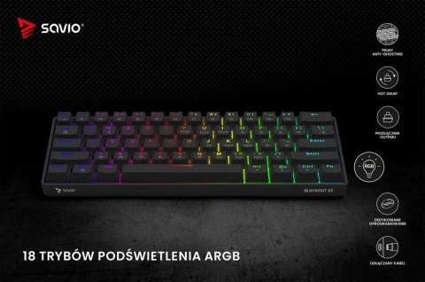 Klawiatura mechaniczna BLACKOUT X2 OUTEMU Blue, Hot Swap Savio