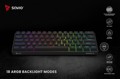 Klawiatura mechaniczna BLACKOUT X2 OUTEMU Blue, Hot Swap Savio