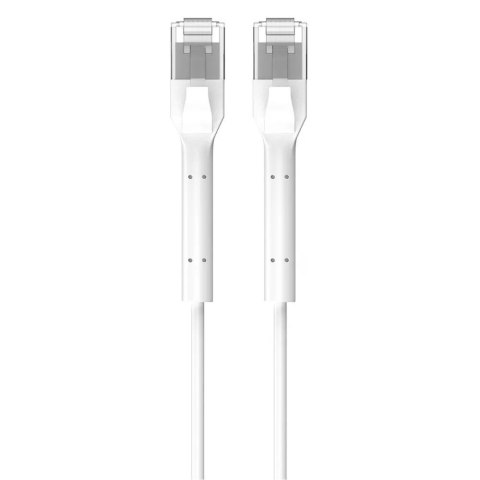 Patchcord kat.6a U/FTP 1Gbps miedź kabel sieciowy skrętka, łamana końcówka 1m biały