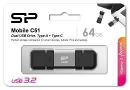 Pendrive C51 64GB USB-A USB-C 120 MB/s srebrny Silicon Power
