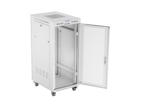 Szafa instalacyjna rack stojąca 19 cali 27U 600x800 drzwi perforowane LCD szara (Flat pack)