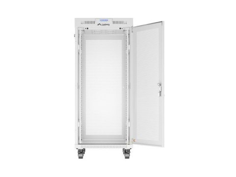 Szafa instalacyjna rack stojąca 19 cali 27U 600x800 drzwi perforowane LCD szara (Flat pack)