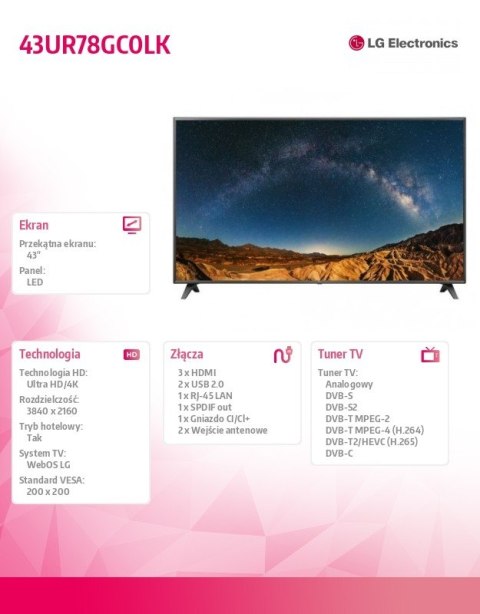 Telewizor LED 43 cale 43UR78GC0LK