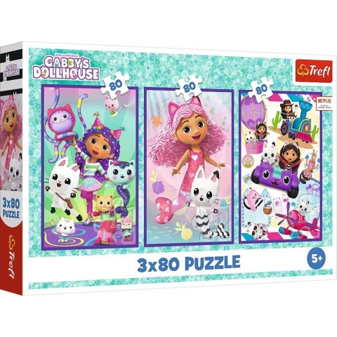 Puzzle 3x80 elementów Kolorowe dni Gabi Gabby Dollhouse Trefl