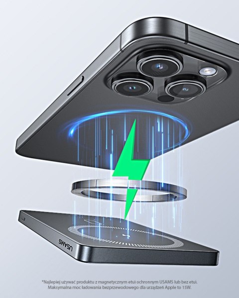 Powerbank 5000mAh 20W indukcyjny Magsafe PD Fast Charge szary