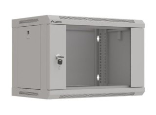 Szafa instalacyjna rack wisząca 19" 6U 540x350 szara drzwi przeszklone ( flat pack)