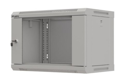 Szafa instalacyjna rack wisząca 19" 6U 540x350 szara drzwi przeszklone ( flat pack)