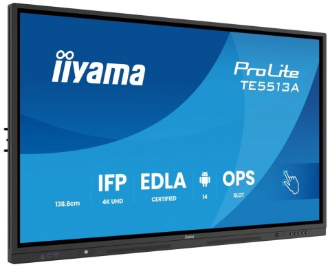 Monitor 55 cali TE5513A-B1AG INFRARED,40pkt,IPS,4K,7H,450cd/m2, WiFi,USB, ANDROID 14, Google EDLA,2x20W, UCHWYT CIENNY IIYAMA